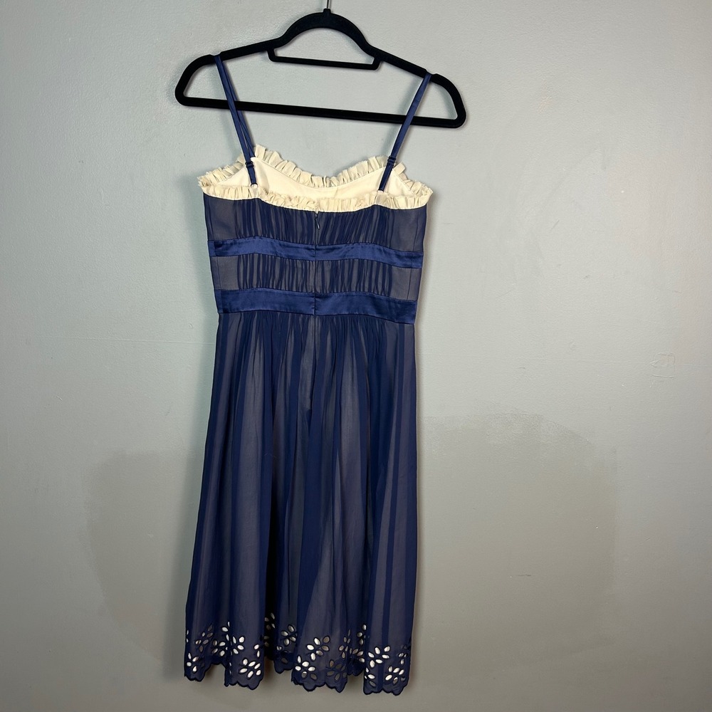 90s Regency Balletcore Silk Slip Dress Size 2 BCBG Blue Chiffon Dainty Cocktail - Picture 6 of 12